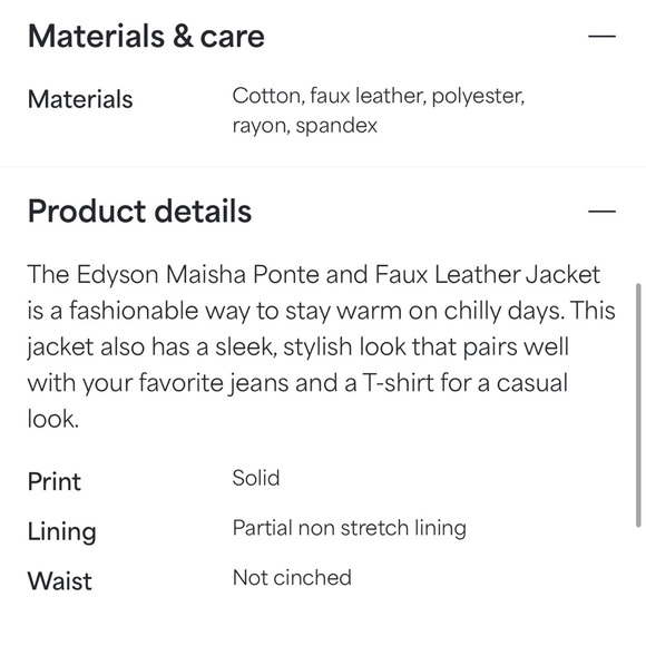 EDYSON Maisha Ponte and Faux Leather Jacket M Worn once! 🤩 - Picture 2 of 2